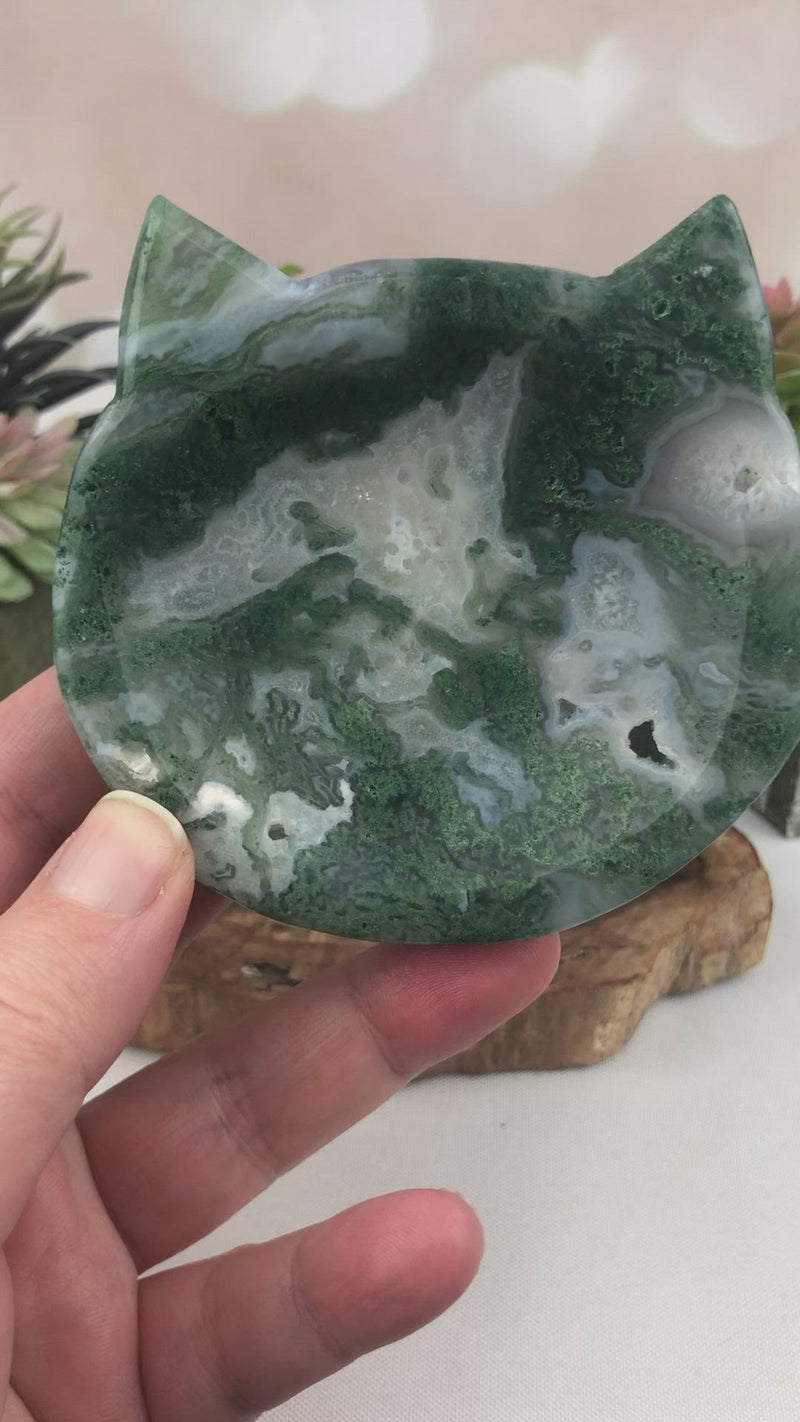 Moss Agate Cat Bowl