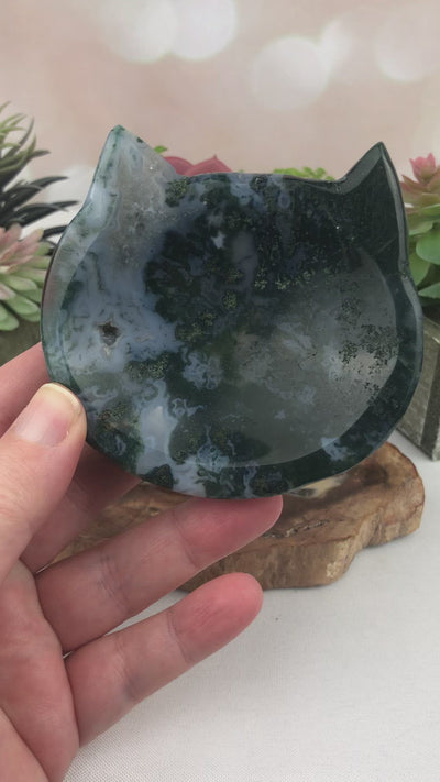 Moss Agate Cat Bowl