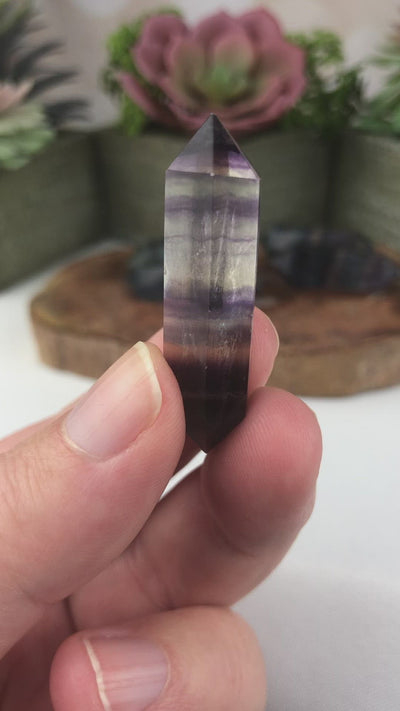 Double Terminated Rainbow Fluorite Point