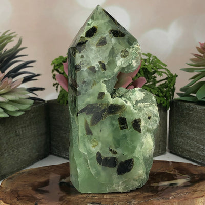 Prehnite Free-Form Tower