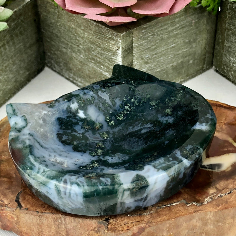 Moss Agate Cat Bowl