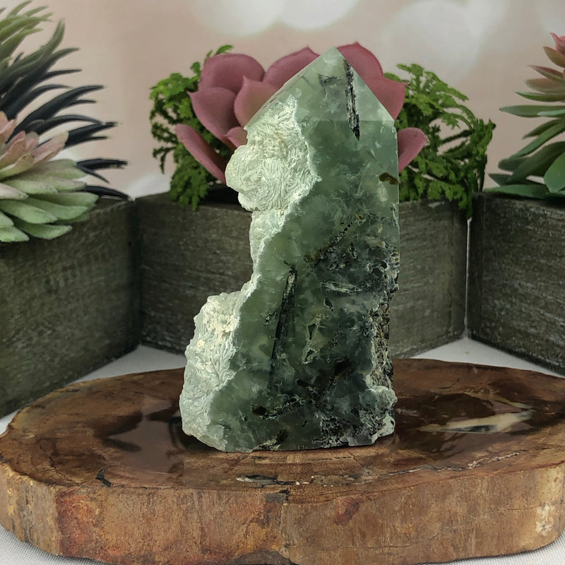 Prehnite Free-Form Tower