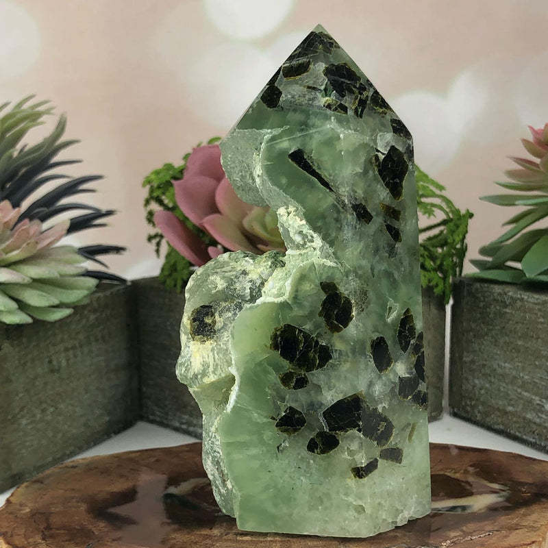 Prehnite Free-Form Tower