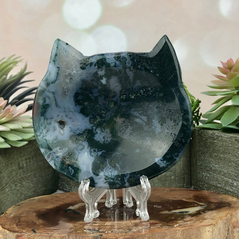 Moss Agate Cat Bowl