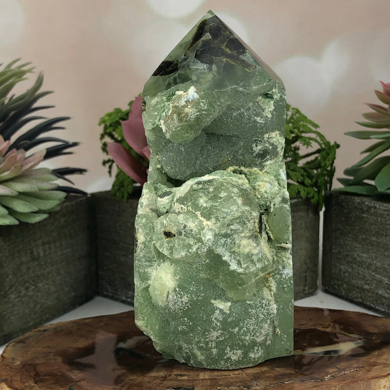 Prehnite Free-Form Tower